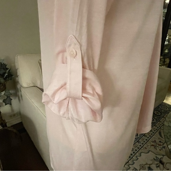 Coldwater Creek Open Front Lightweight Roll Tab Cardigan Tunic In Pale Pink - Picture 10 of 16